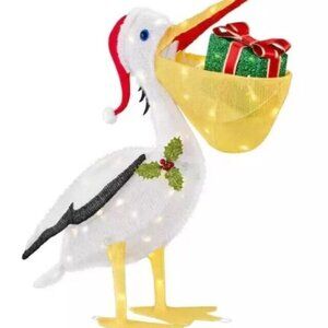 3 ft Pelican Tinsel LED Christmas Holiday Light Yard Sculpture Tropical Beach